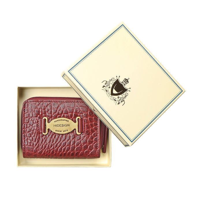 Jewel W1 Red Leather Zip Around Wallet