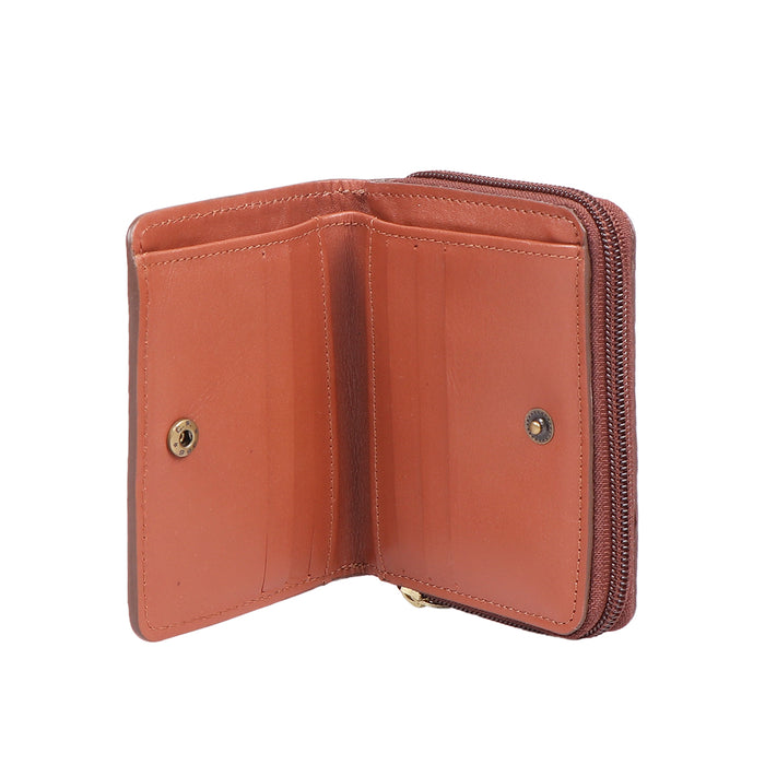Jewel W1 Tan Leather Zip Around Wallet
