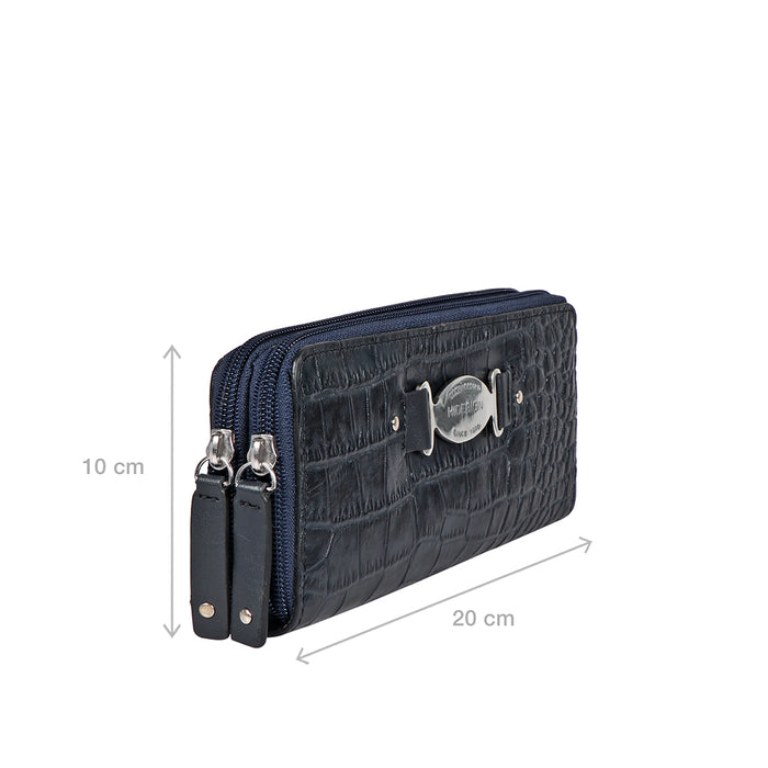 Jewel W2 Blue Leather Zip Around Wallet