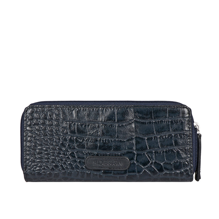 Jewel W2 Blue Leather Zip Around Wallet
