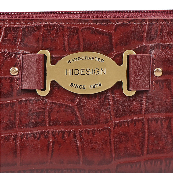 Jewel W2 Red Leather Zip Around Wallet