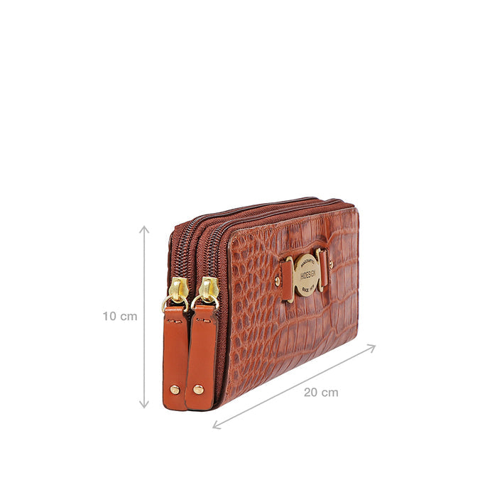Jewel W2 Tan Leather Zip Around Wallet