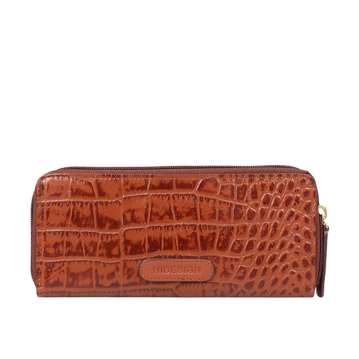 Jewel W2 Tan Leather Zip Around Wallet
