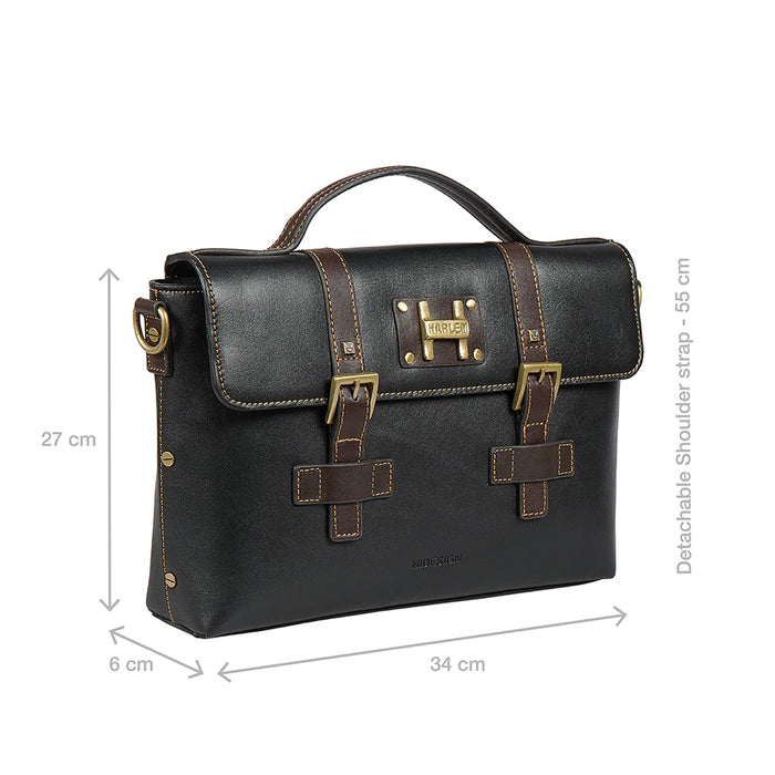 Jimi 03 Black Leather  Briefcase