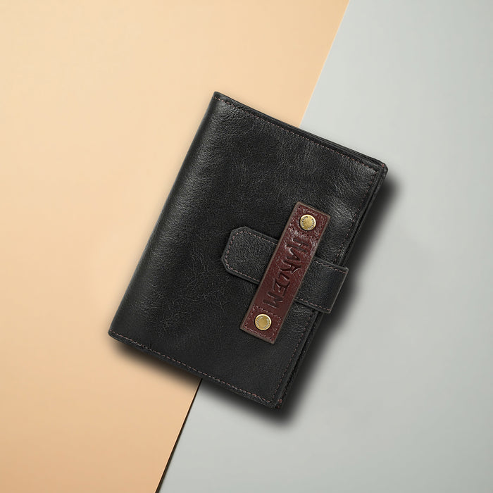 Jimi W3 Black Leather Passport Holder