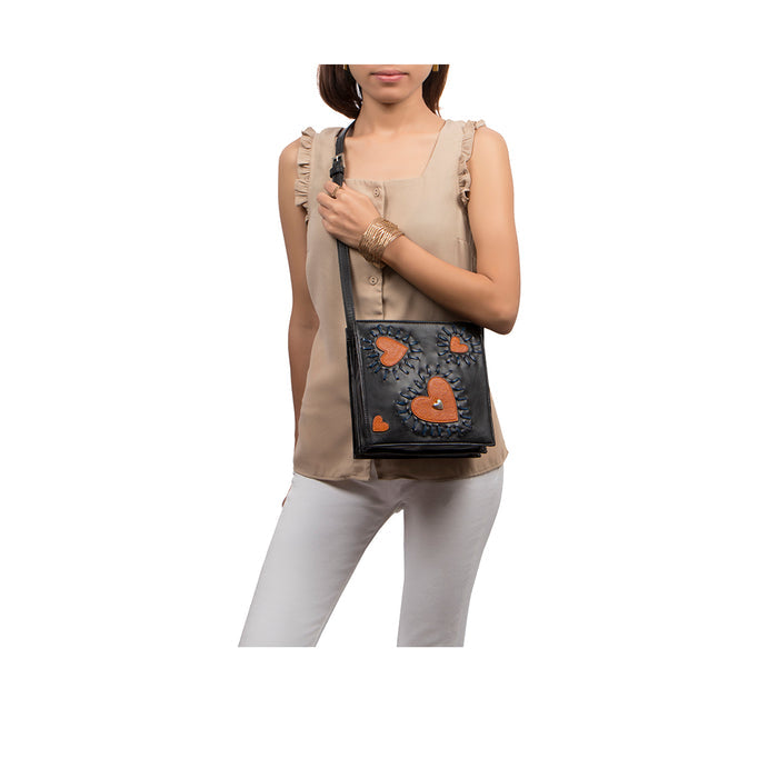 Joan 01 Black Leather Sling Bag