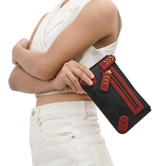 Joan Arc W2 Black Leather Wrist Pouch