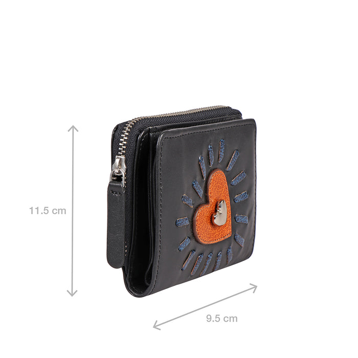 Joan W1 Black Leather Trifold Wallet