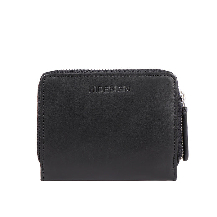 Joan W1 Black Leather Trifold Wallet