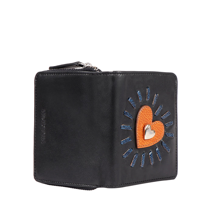 Joan W1 Black Leather Trifold Wallet