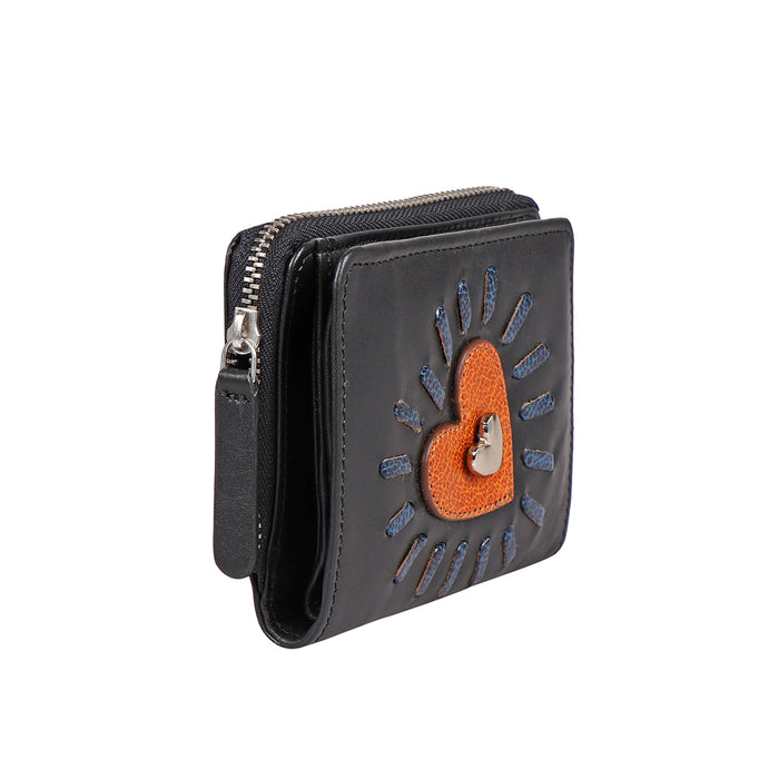 Joan W1 Black Leather Trifold Wallet