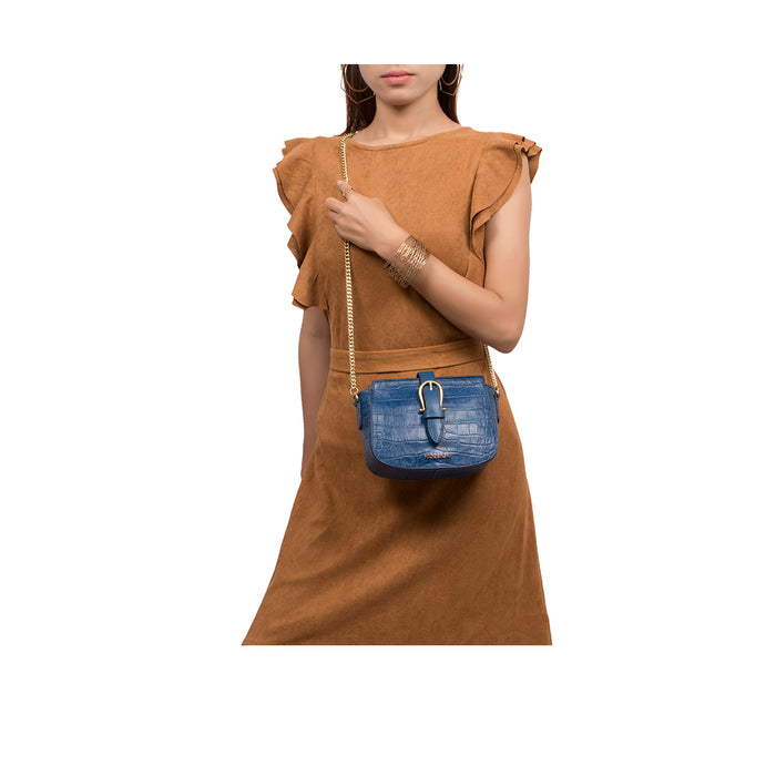 Joni 01 Blue Leather Sling Bag