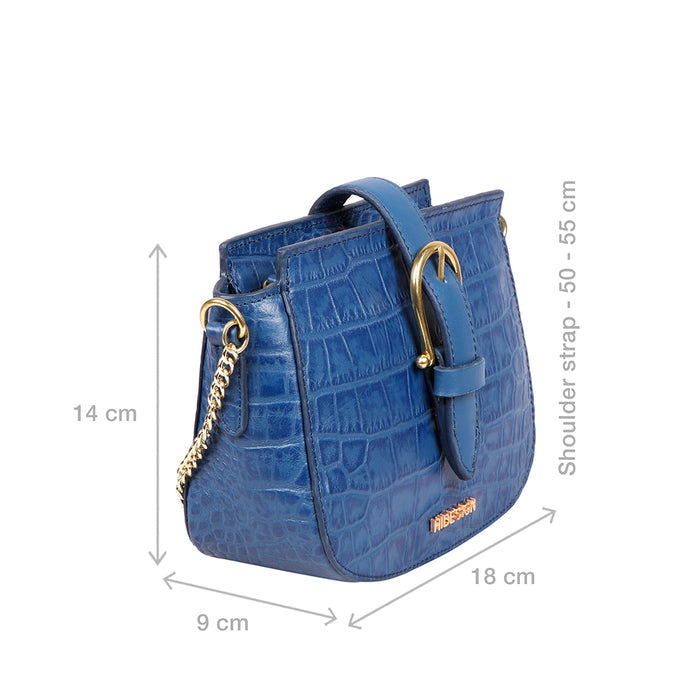 Joni 01 Blue Leather Sling Bag