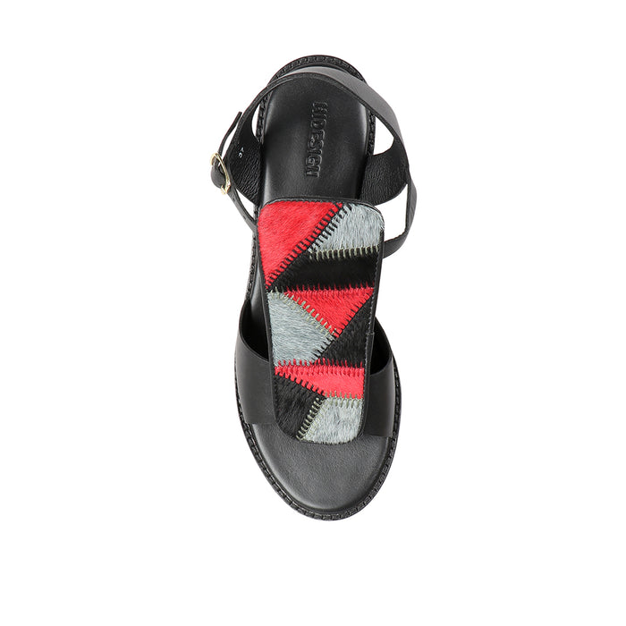 Joni Women's Black Leather Strap Sandals