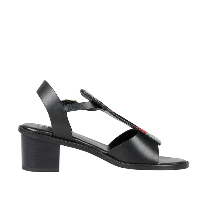 Joni Women's Black Leather Strap Sandals