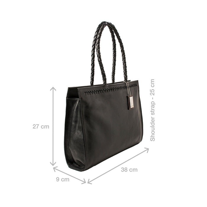 Juno 03 Black Leather Tote Bag