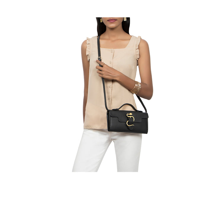 Kalinga 01 Black Leather Sling Bag
