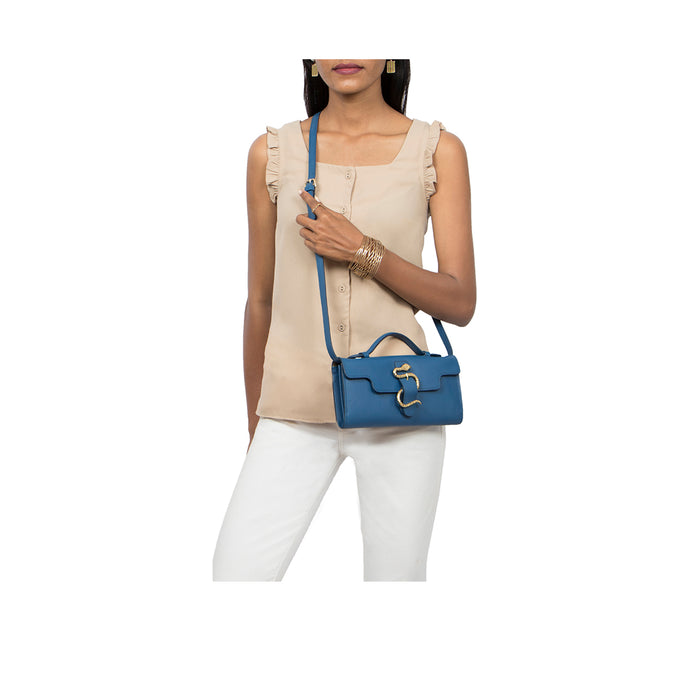 Kalinga 01 Blue Leather Sling Bag