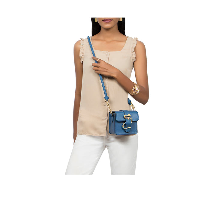 Kalinga 02 Blue Leather Sling Bag