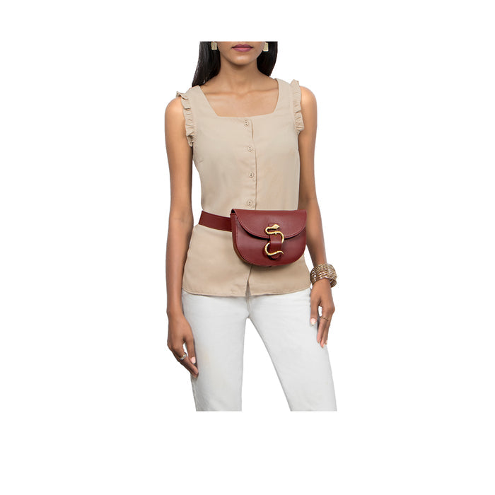 Kalinga 04 Red Leather Belt Bag