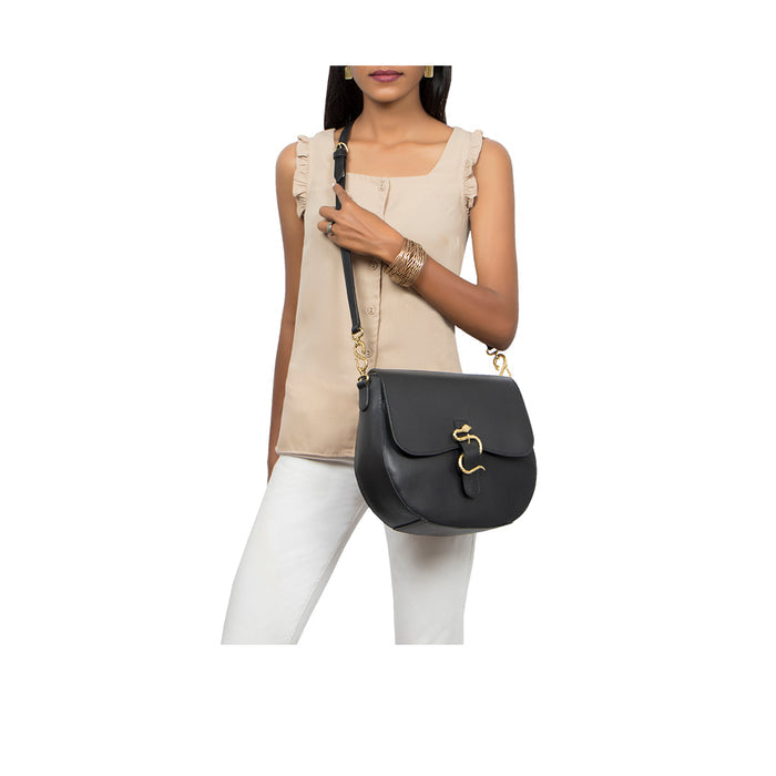 Kalinga 05 Black Leather Sling Bag