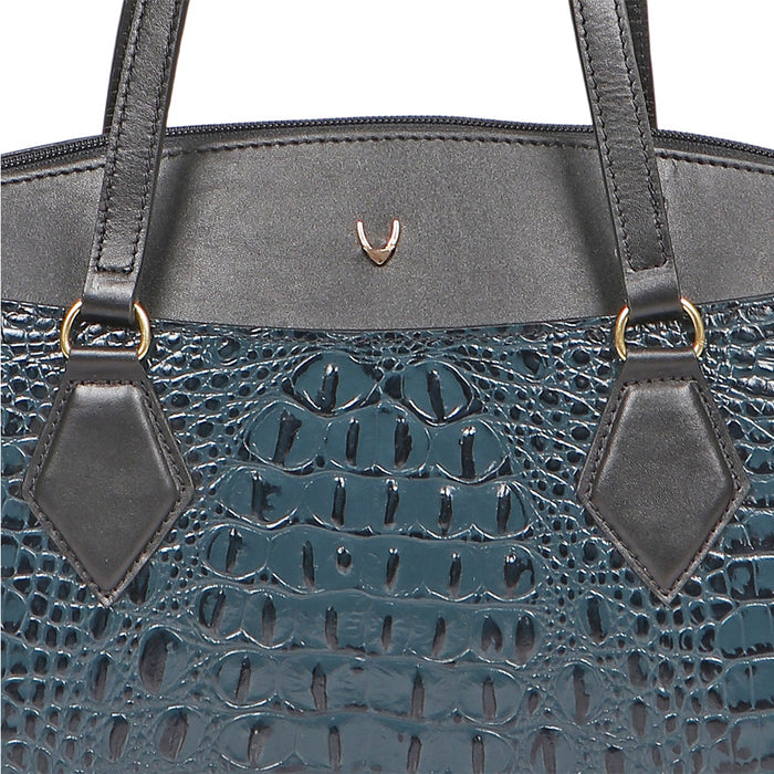 Kasai 03 Sb Blue Leather Tote Bag