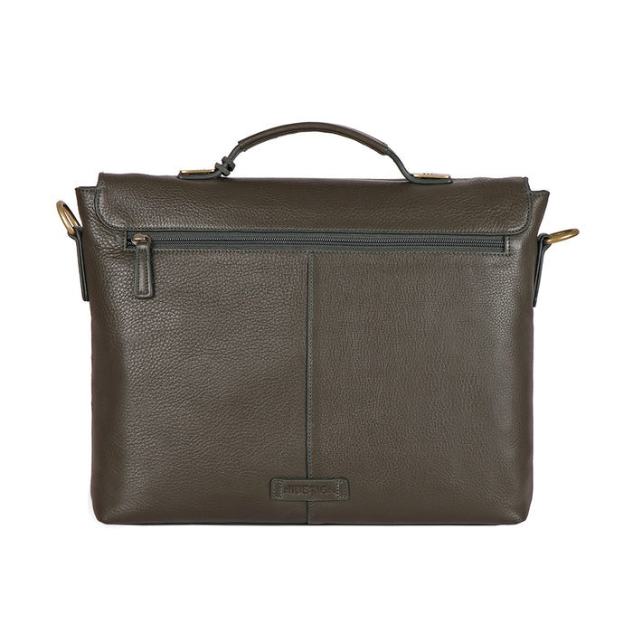 Kenji 01 Green Leather  Messenger Bag