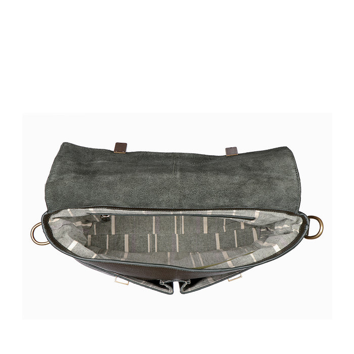 Kenji 01 Green Leather  Messenger Bag