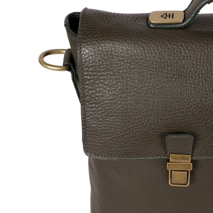 Kenji 01 Green Leather  Messenger Bag