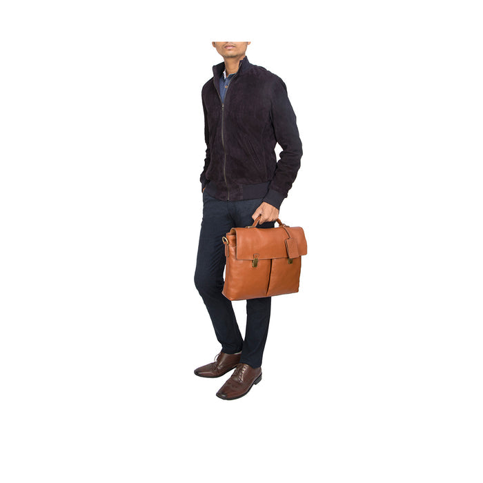 Kenji 01 Tan Leather  Messenger Bag