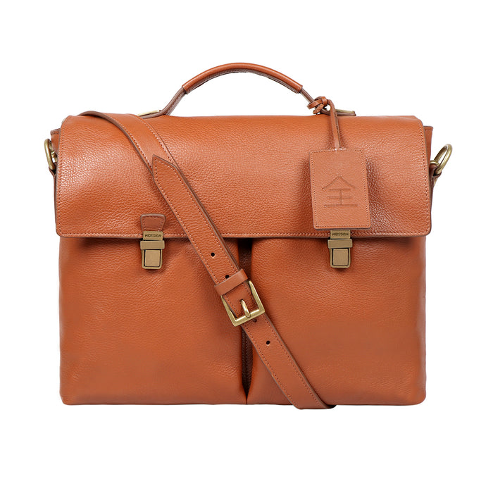 Kenji 01 Tan Leather  Messenger Bag