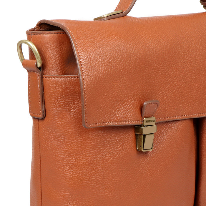 Kenji 01 Tan Leather  Messenger Bag