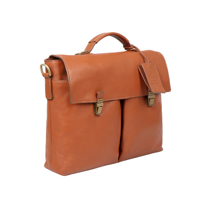 Kenji 01 Tan Leather  Messenger Bag