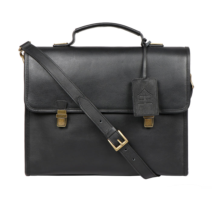 Kenji 03 Black Leather  Briefcase