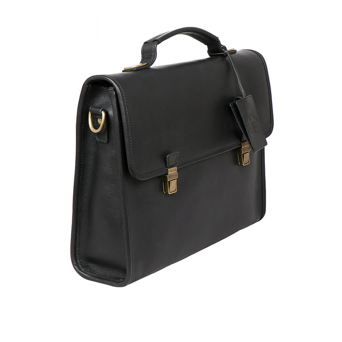 Kenji 03 Black Leather  Briefcase