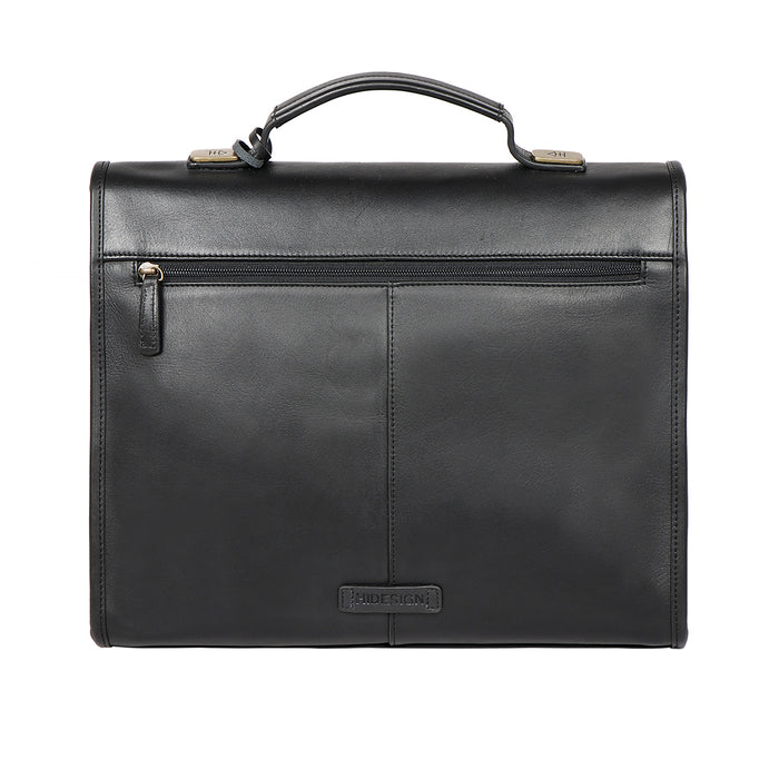 Kenji 03 Black Leather  Briefcase