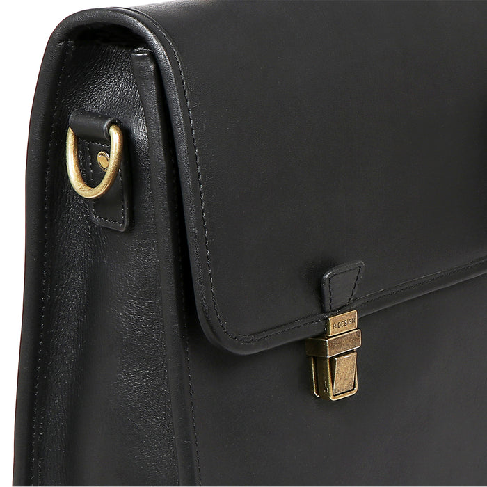 Kenji 03 Black Leather  Briefcase