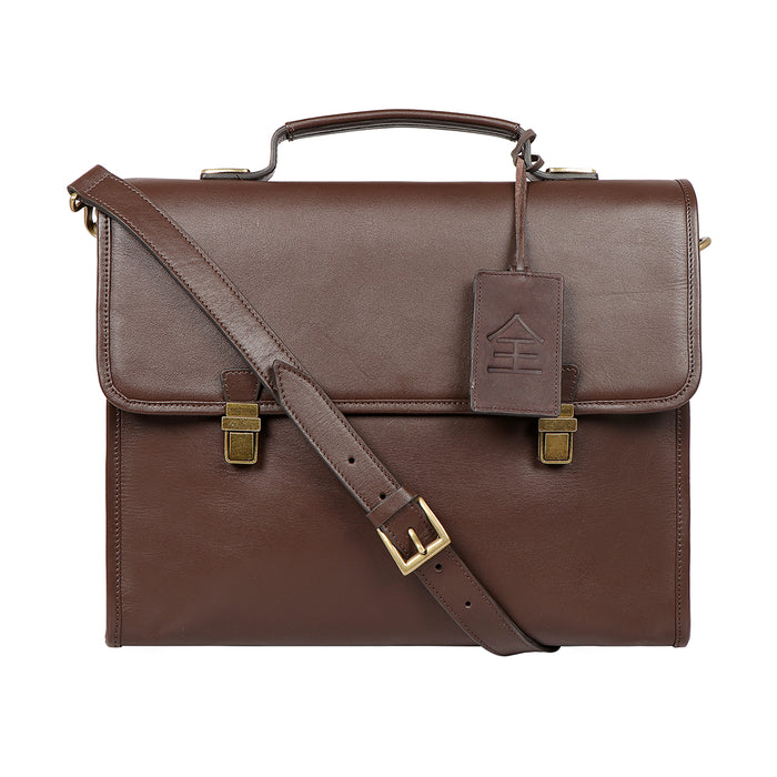 Kenji 03 Brown Leather  Briefcase