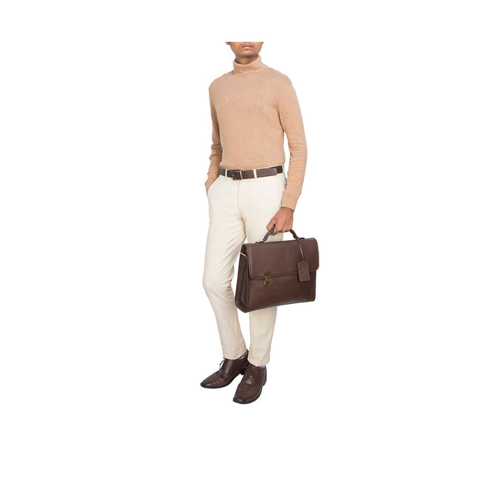 Kenji 03 Brown Leather  Briefcase