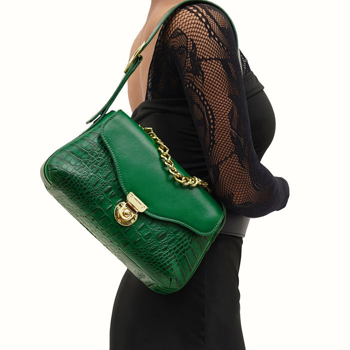Kiko - 01 Green Leather Shoulder Bag
