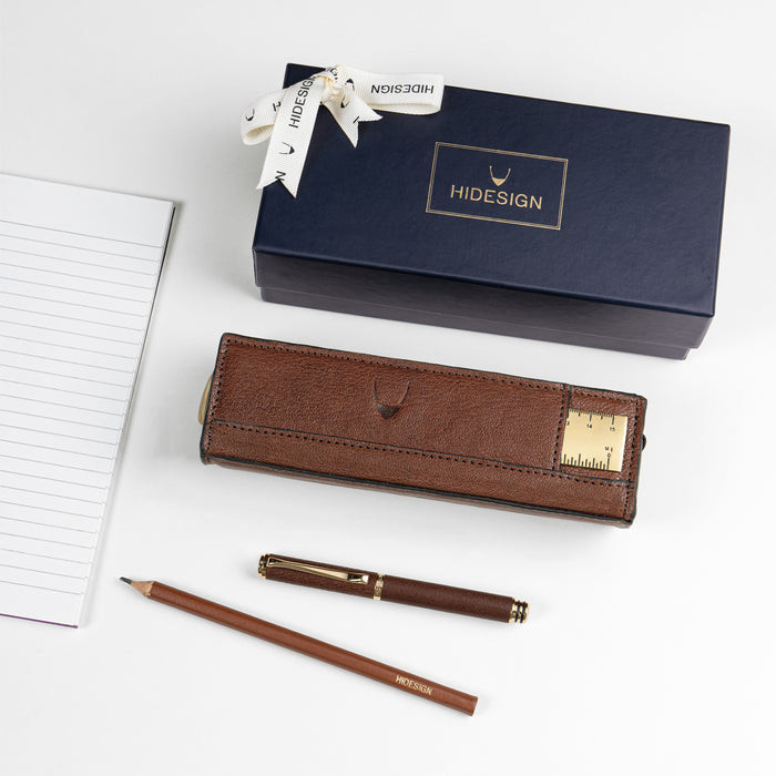 Kili Brown Leather Pencil Pouch