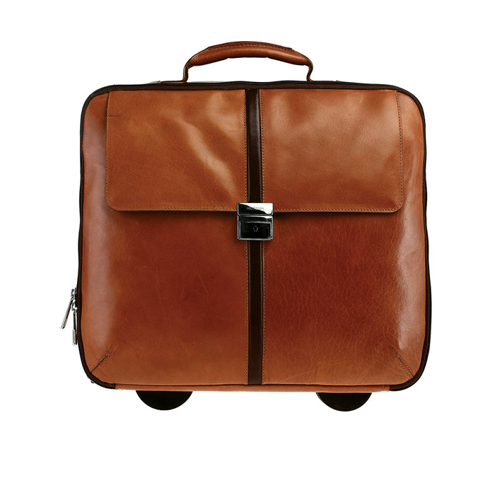 Kingsley 02 Tan Leather Trolley Bag