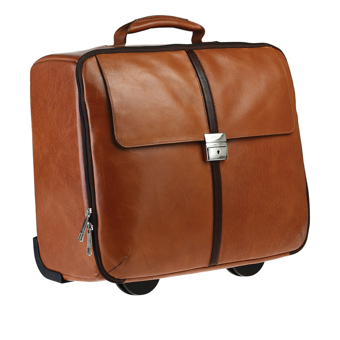 Kingsley 02 Tan Leather Trolley Bag
