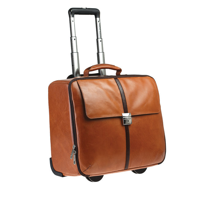 Kingsley 02 Tan Leather Trolley Bag