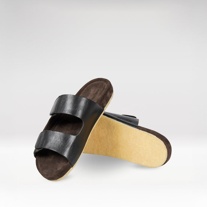 Kisawa Men's Black Leather Slides