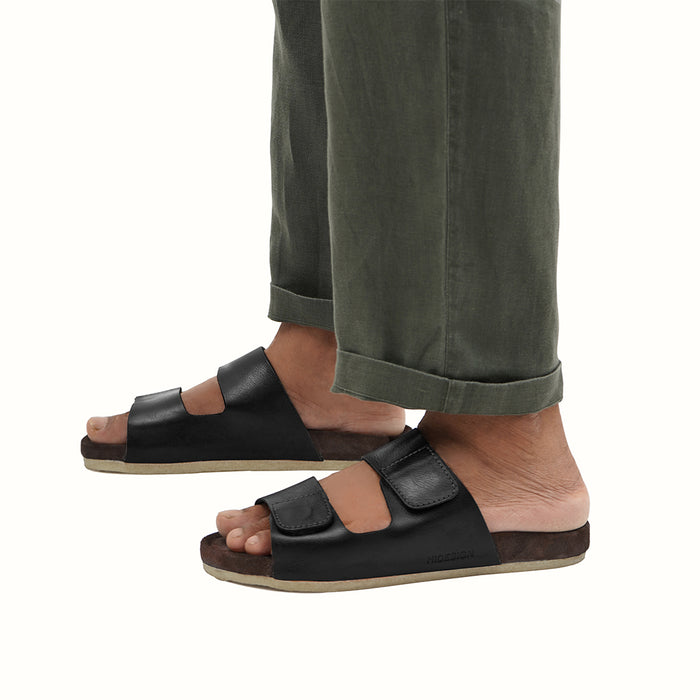 Kisawa Men's Black Leather Slides