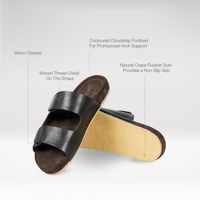 Kisawa Men's Black Leather Slides