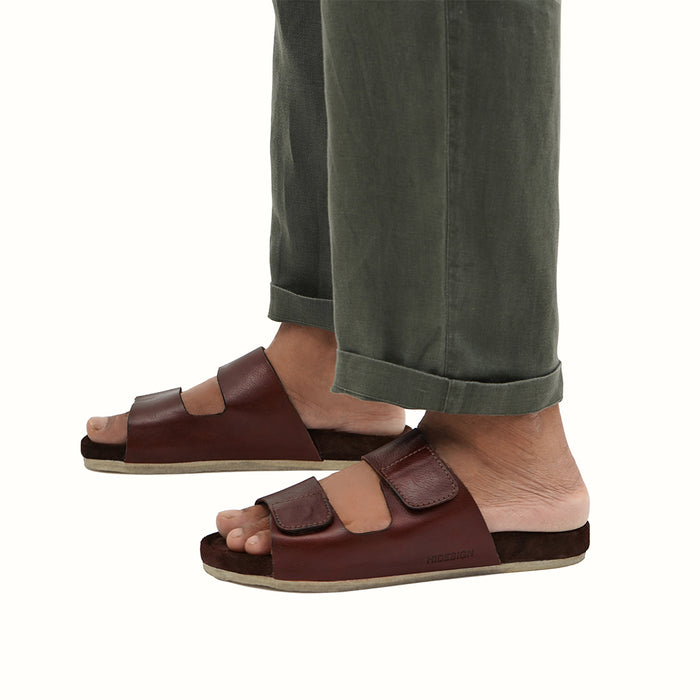 Kisawa Men's Tan Leather Slides