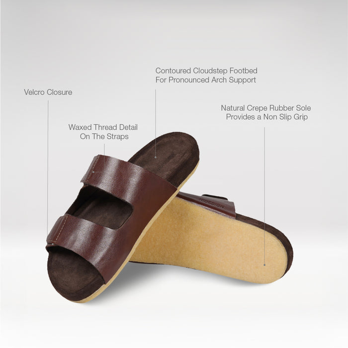 Kisawa Men's Tan Leather Slides