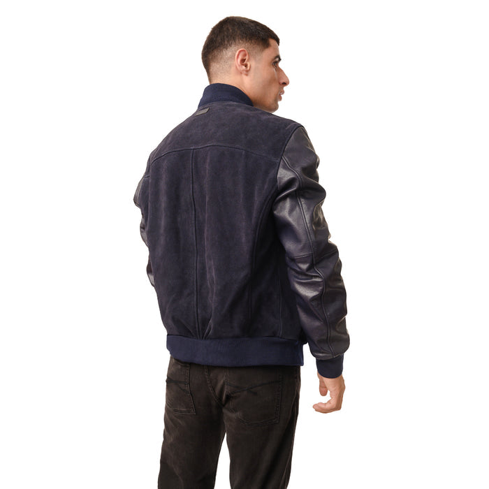 Kobe 01 Men's Blue Varsity Style Leather Jacket